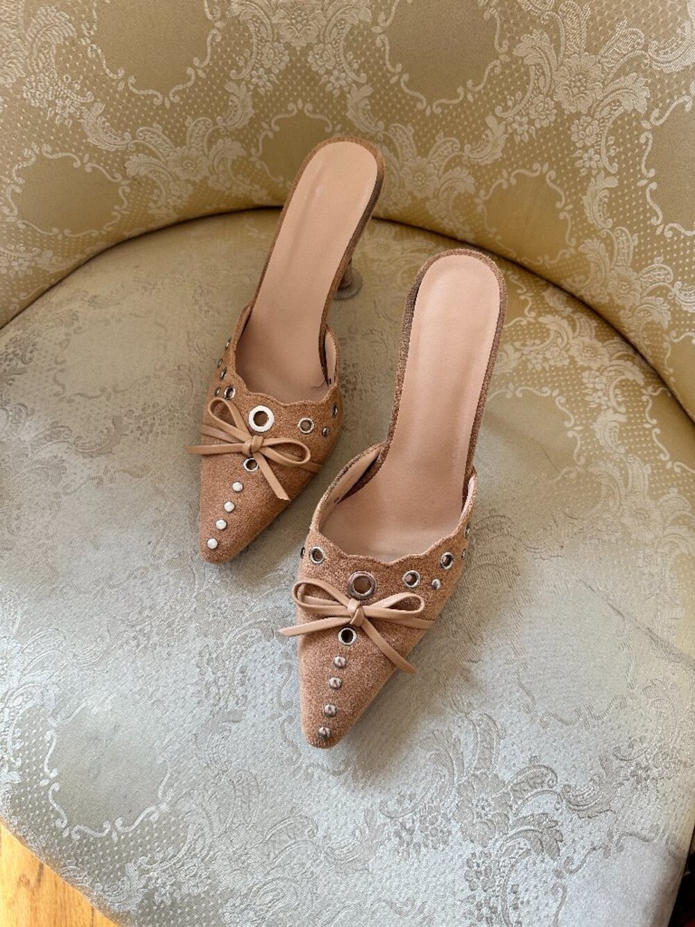 Women's Tan Mule Heels